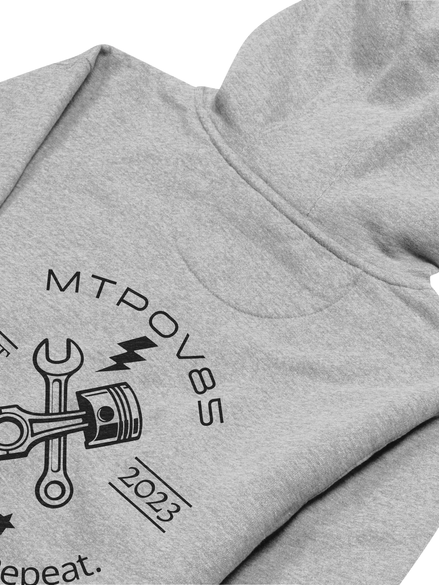 Rebuild. Ride. Repeat. Style 1 Grey Hoodie, Black Logo product image (4)