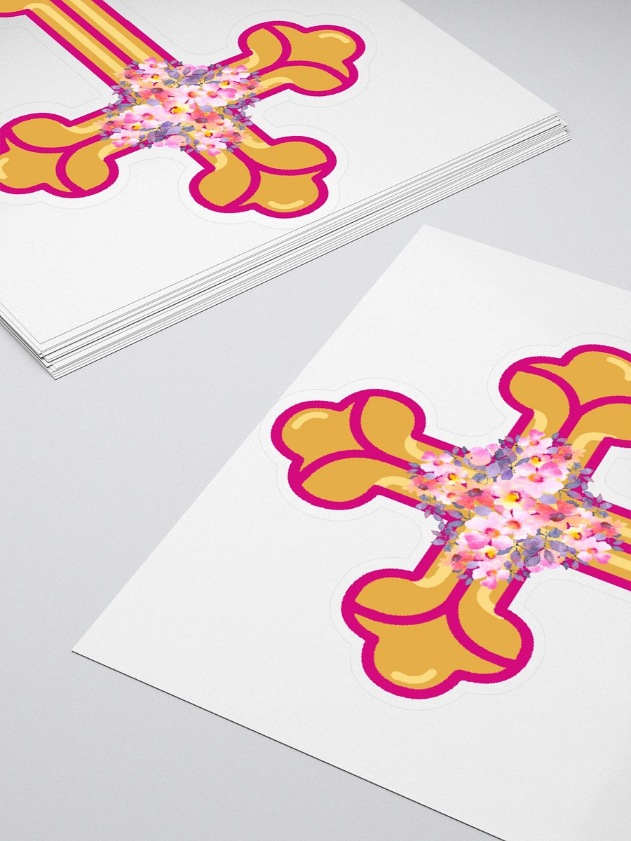 Gold & Pink Floral Cross Sticker product image (4)