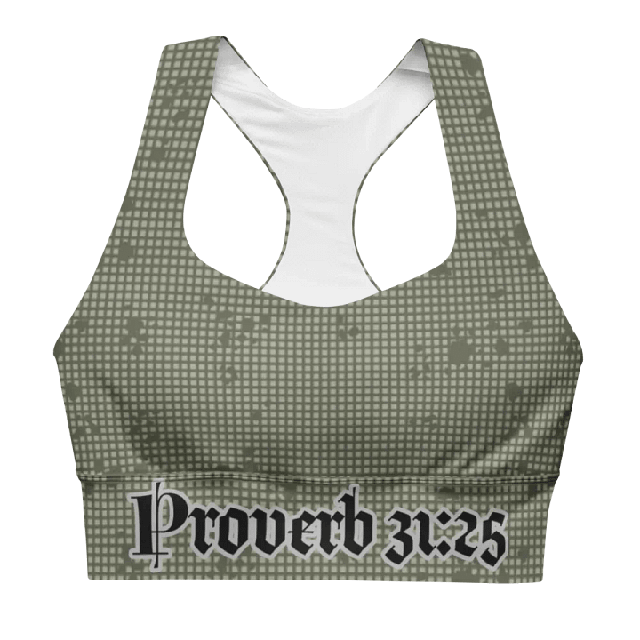 Faithful Camo: Proverb 3:25 Longline Sports Bra - Desert Night Camo product image (1)