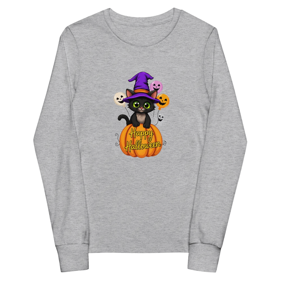 Witchy Cat Halloween Youth L/S Tee product image (9)