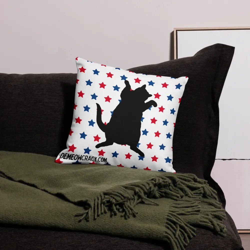 Dancing DeMeowcracy Kitties Reversible Pillow Cover - Red, White and Blue Stars product image (7)