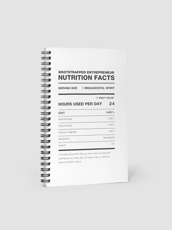 BOOTSTRAPPED ENTREPRENEUR Nutrition Facts Notebook product image (1)