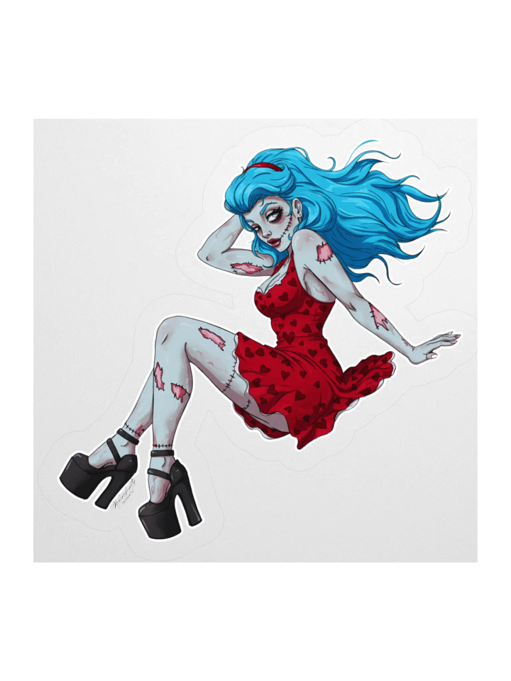 V4 Zombie Pinup Kiss Cut Stickers (Clear Edge) product image (1)
