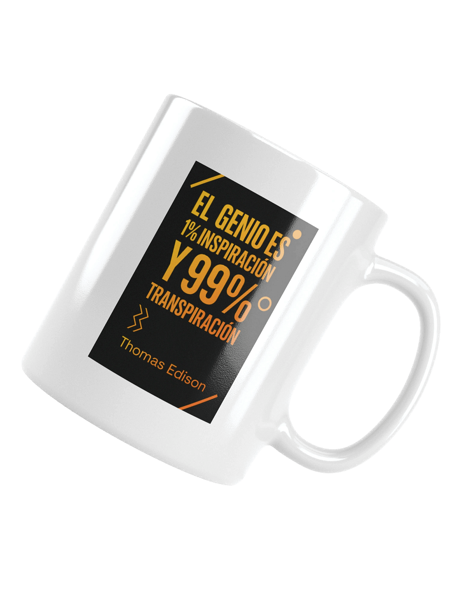 TAZA energética moderno con cita de Edison sobre genio y trabajo product image (13)