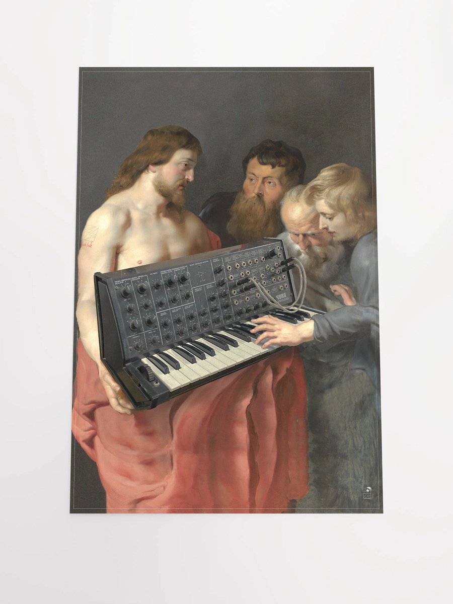 He died for our synths, by Frank Fonik (Japanese Korg MS 20), Techno EDM Matte Paper Poster product image (3)