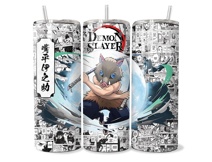 Demon Slayer - Inosuke Hashibira Beast Breathing V2 Manga Tumbler - 20oz Stainless Steel product image (1)