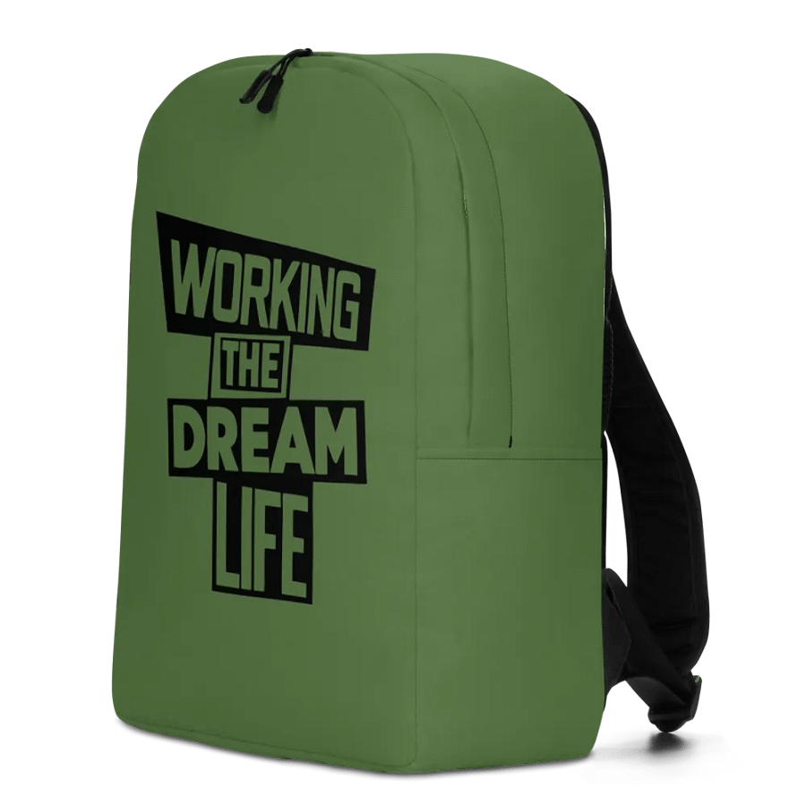Work the Dream Life – Green Minimalist All-Over Print Backpack for Work, Travel & Everyday Use product image (2)