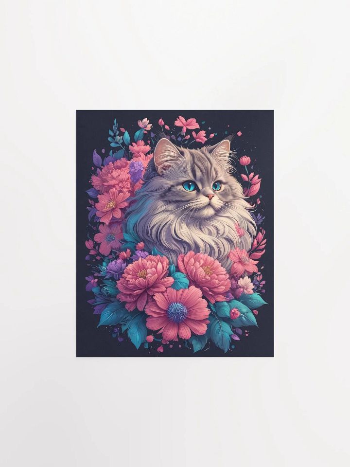 Flower Cat v2 - Poster - Small and Standard Sizes - 8x10-11x14-12x16-16x20 Inches product image (1)