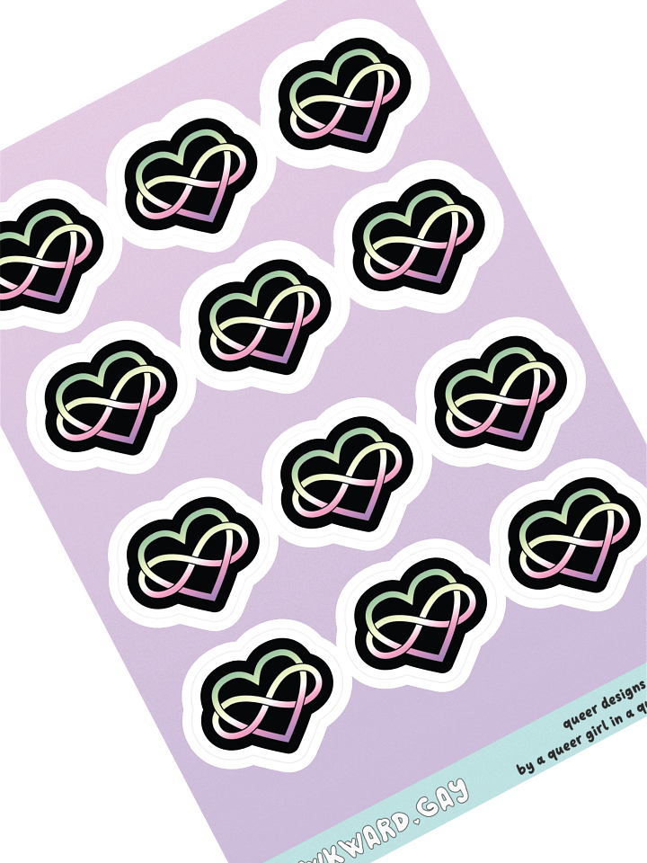 Genderfae Pride Gradient Polyamory Infinity Heart Sticker Sheet product image (1)