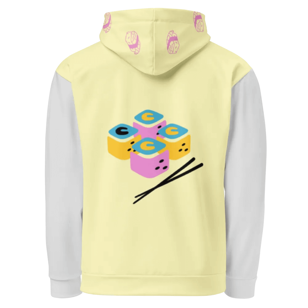 Orm Kornnaphat Sushi Design Unisex Hoodie (Pale Yellow and Light Gray) product image (11)
