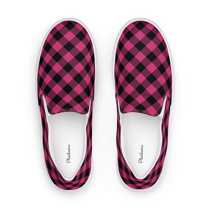 Pink Buffalo Plaid Men's Slip-On Shoes product image (1)