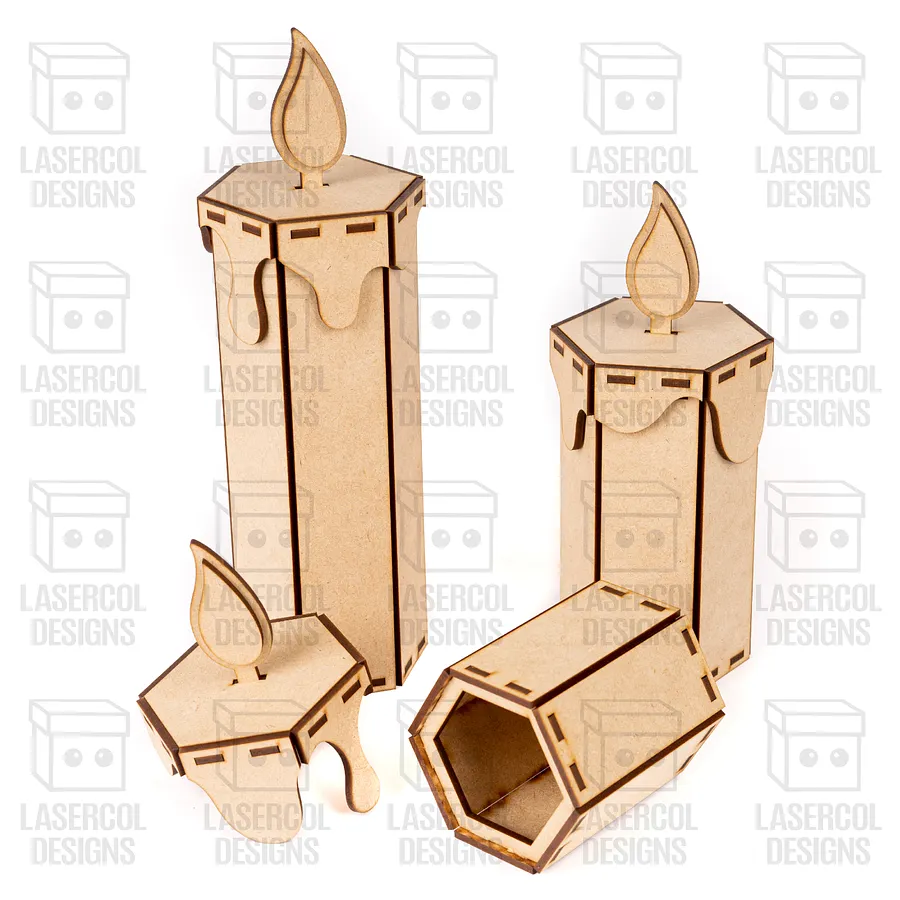 Christmas Candle Shaped Box (Three Sizes) - Laser Cut Files product image (8)
