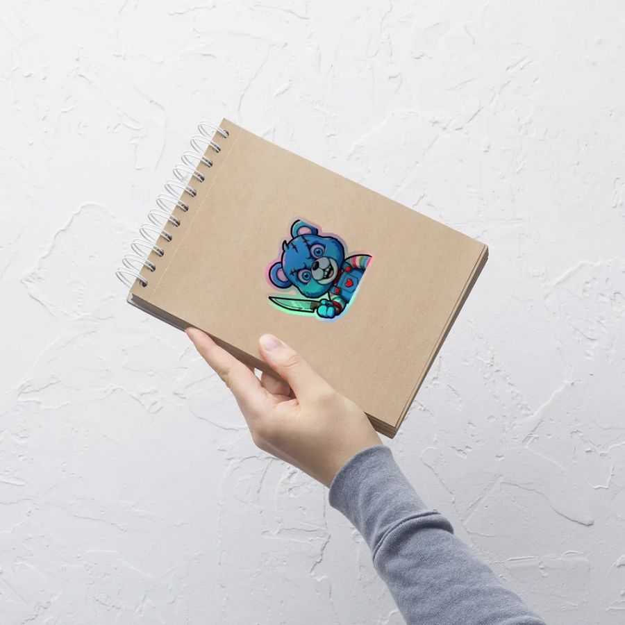 Menacing Blue Bear Holographic Sticker Sheet product image (9)