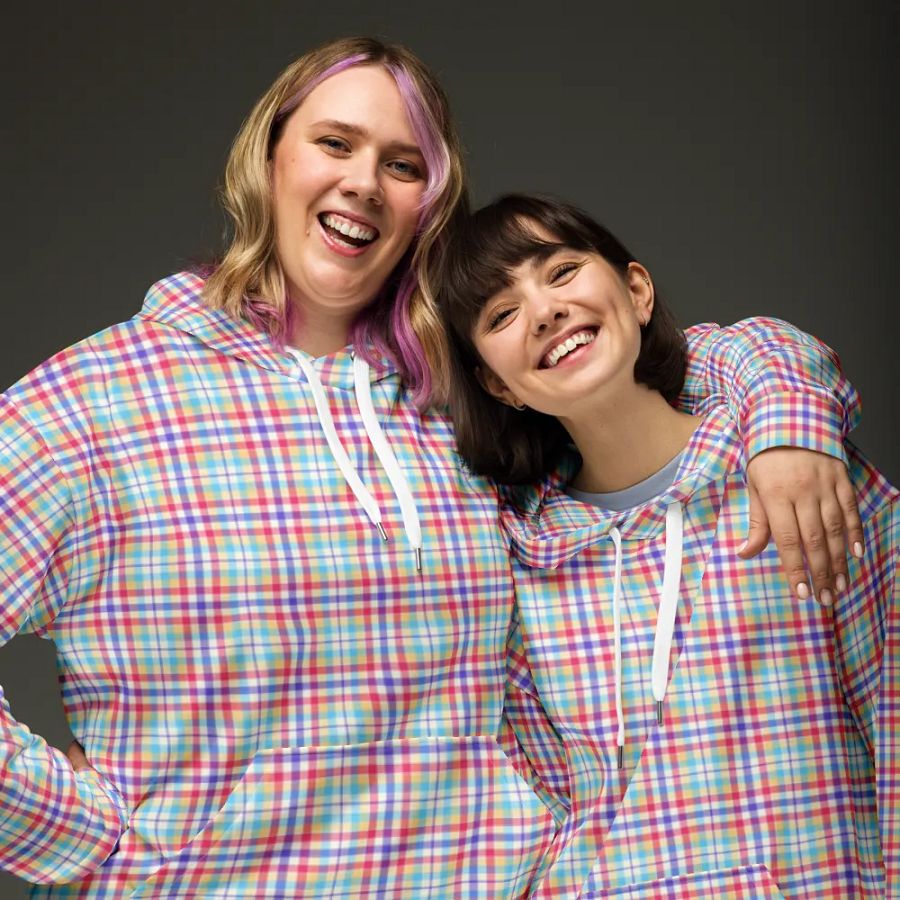 Purple, Pink, and Blue Plaid Hoodie product image (3)