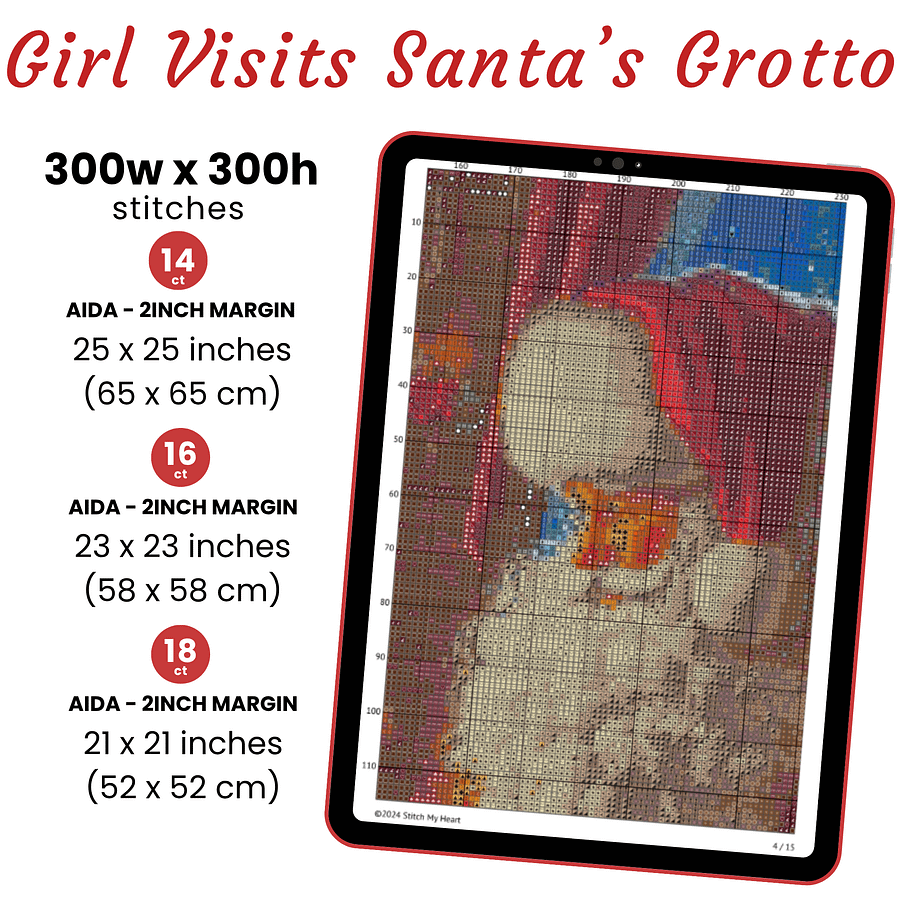 Girl Visits Santa's Grotto Cross Stitch Pattern product image (2)