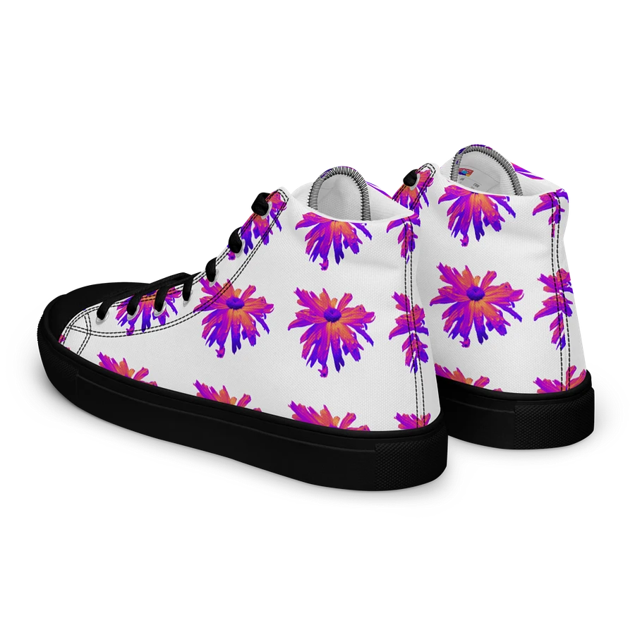 Abstract Pink Floating Daisy Flower Women's Black Toe High Top Canvas Shoes product image (3)