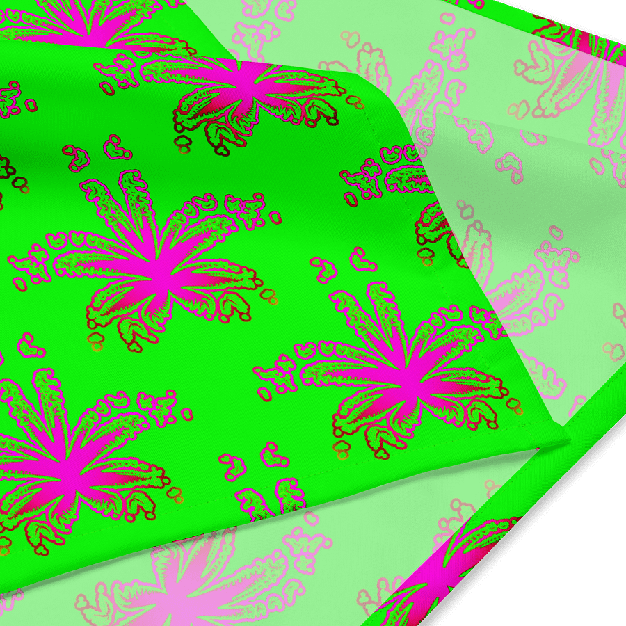 Lime Green Neon Pink 420 Summertime Stoner Bandana, Cannabis Beach Weed Fashion, Odd Pot Leaf Pattern Accessory, Ganja Leaves Rad Reefer Art product image (2)