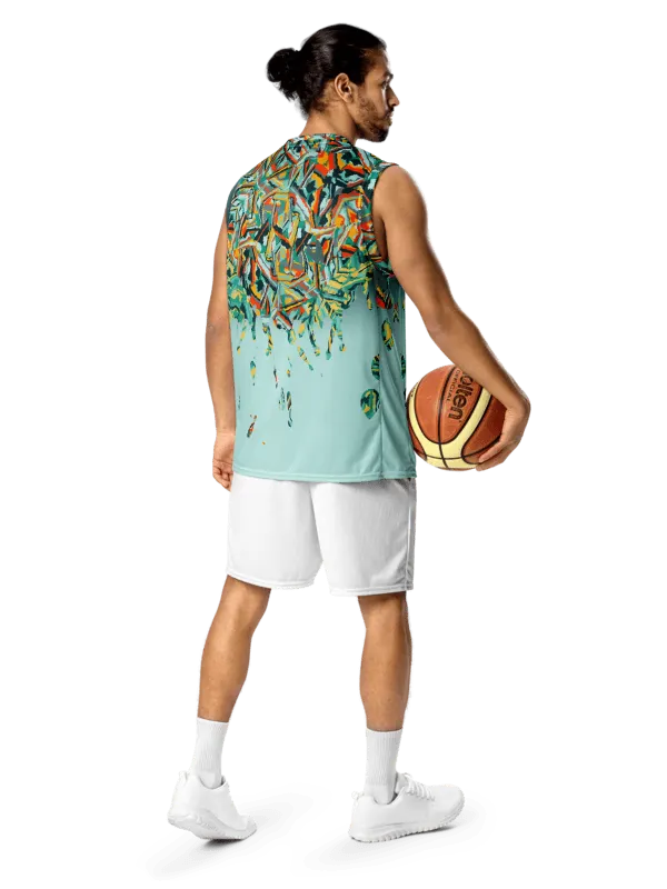 Colorful Destruction | Recycled Unisex Basketball Jersey product image (2)