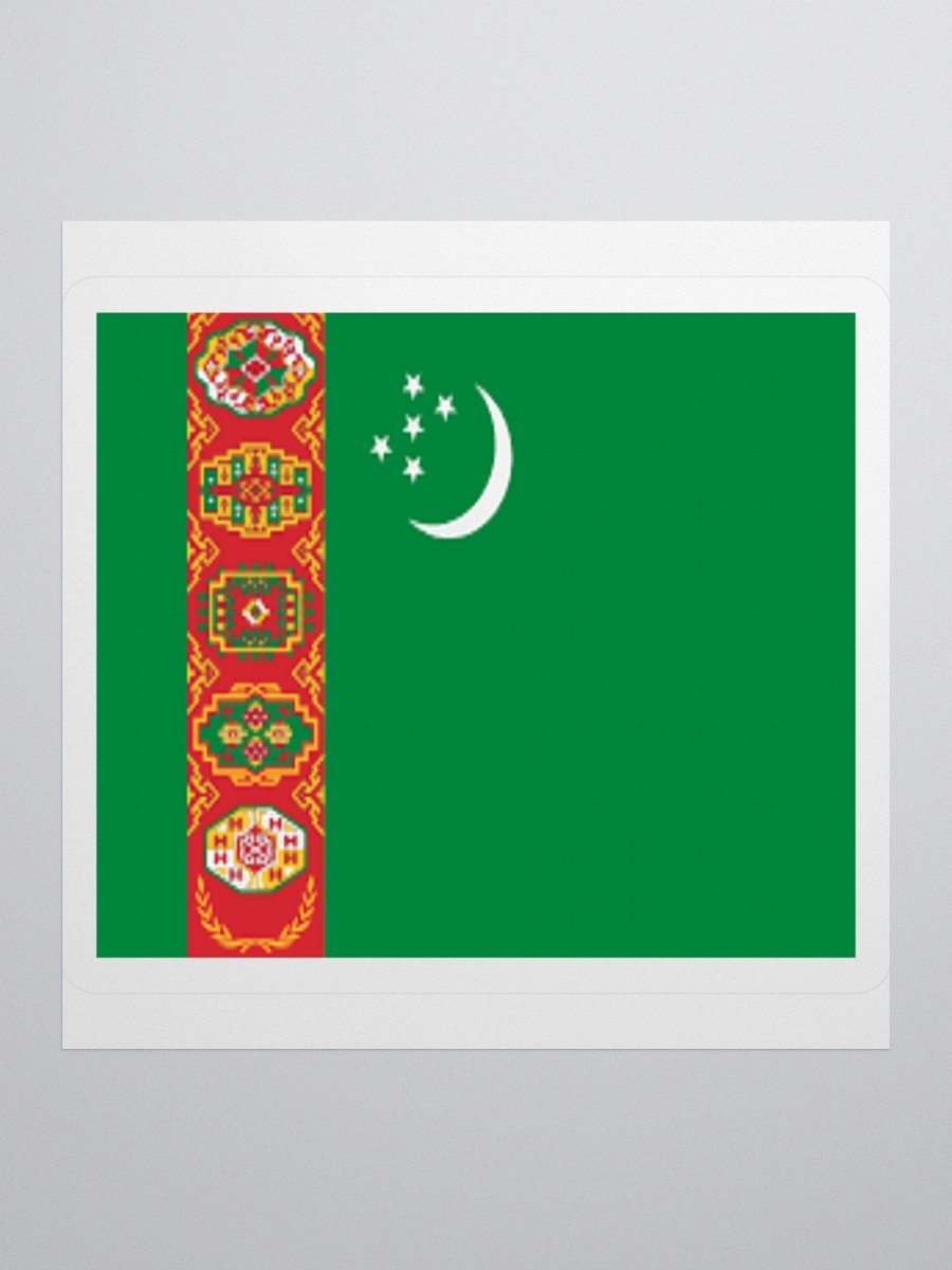 Turkmenistan Flag Sticker | Crescent and Guls Design | Durable Vinyl | 3 Sizes product image (1)
