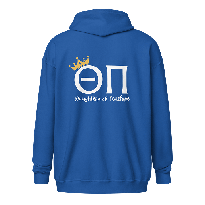 Theta Pi Zip Hoodie White text product image (18)