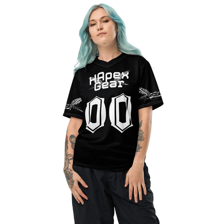 Recycled Unisex Sports Jersey - Capital - Black - White HApex Gear White Logo product image (2)