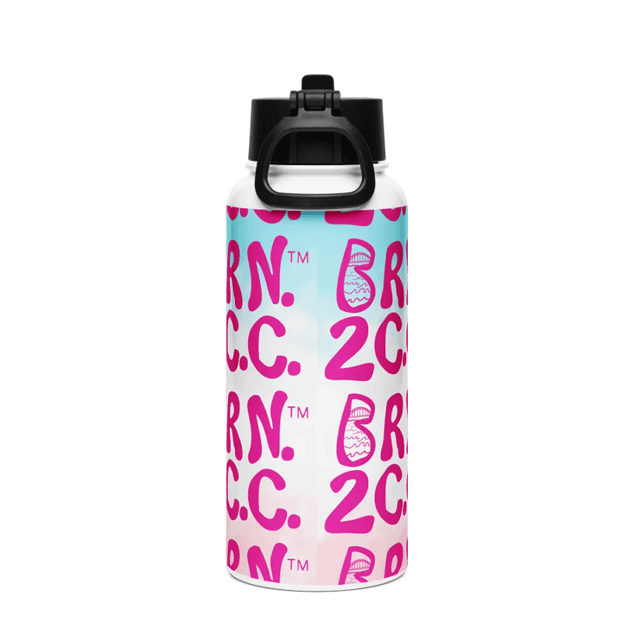 BRN.2C.C.™ | Pink Logo Repeat | Stainless Steel Water Bottle | Iconic Pink, White & Blue product image (2)