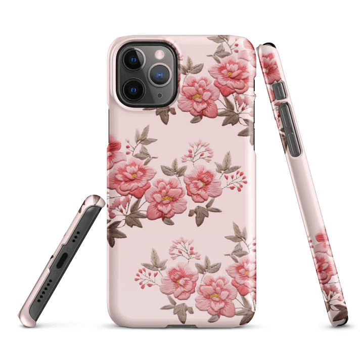 Pink Summer Rose Garden iPhone® Snap Case with Embroidery Effect - Handyhülle mit Stickerei und Rosen product image (1)