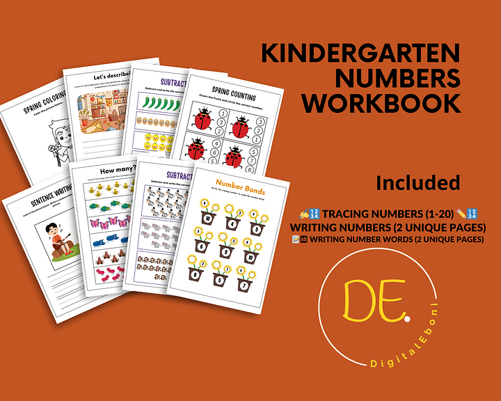 Kindergarten Numbers Workbook (132 pages) - Comprehensive Math & Writing Practice (Summer School) ( Home School) product image (1)
