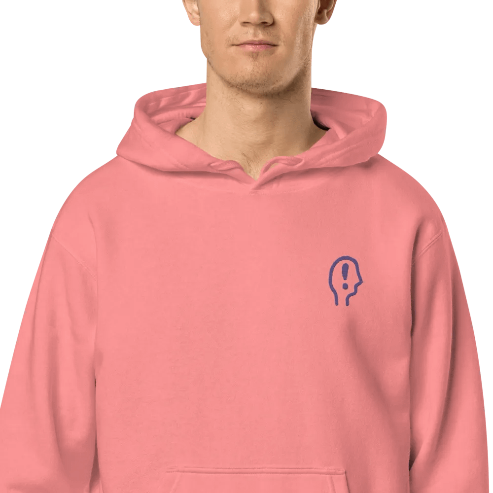 EXCLAIMING MENTALLY (purple) embroidered pigment hoodie product image (2)