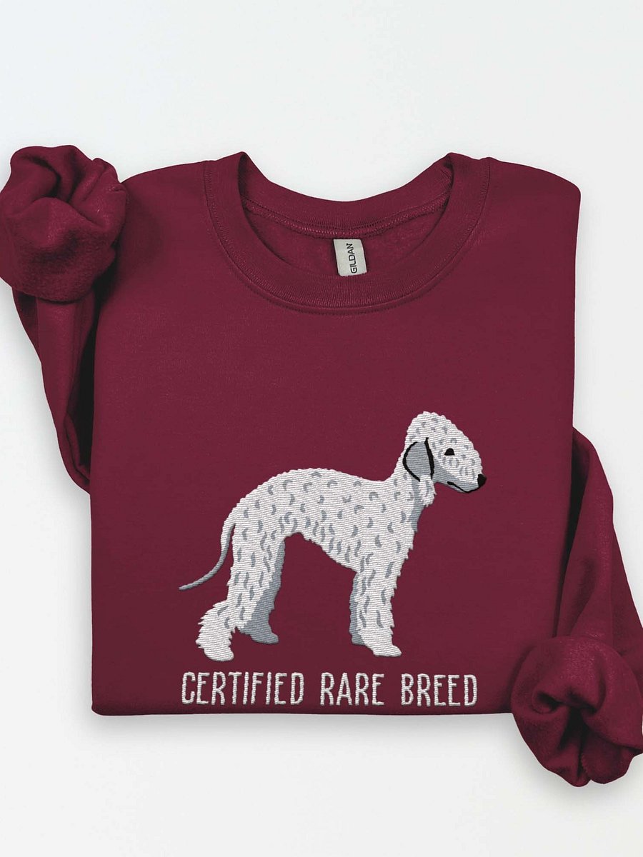 Certified Rare Breed Sweatshirt (Embroidered) of a Bedlington Terrier(White) product image (1)