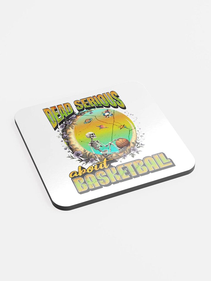 Dead Serious About Basketball Skeleton Cosmic Hoops Cork Coaster product image (2)