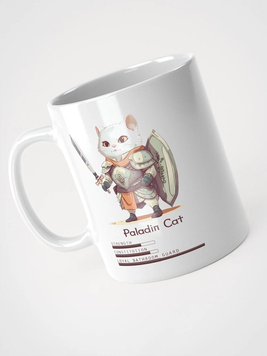 RPG Paladin Cat white ceramic mug 11oz 15oz 20oz for gamers and cat lovers product image (8)
