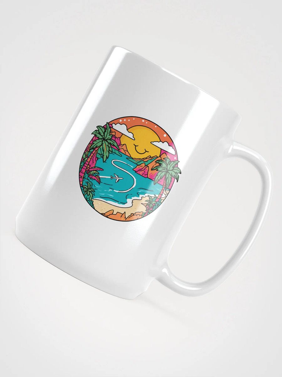 White Glossy Mug | AI Design Travel Icon product image (4)