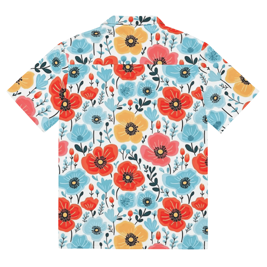 Retro Poppies Blue Red Hawaiian Shirt product image (11)