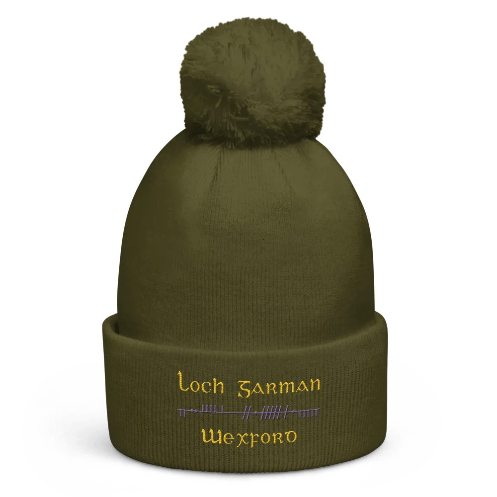 Wexford/Loch Garman Scholastic style Ogham embroidered Pom-Pom Beanie product image (6)