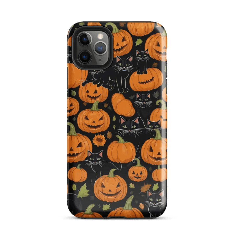 Haunted Whimsy: Pumpkin & Cat Face iPhone Case product image (34)