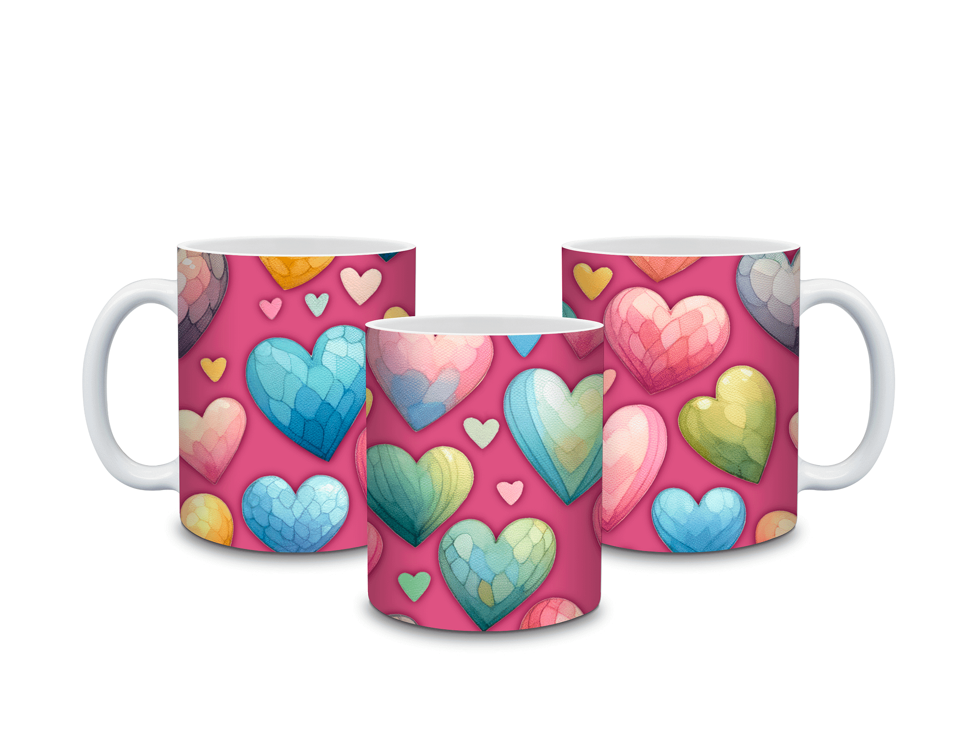 (Magenta) Colorful Hearts 11oz Coffee Mug – Cute and Romantic Love-Themed Ceramic Cup – Perfect for Valentine's Day, Anniversaries, or Daily Use product image (4)
