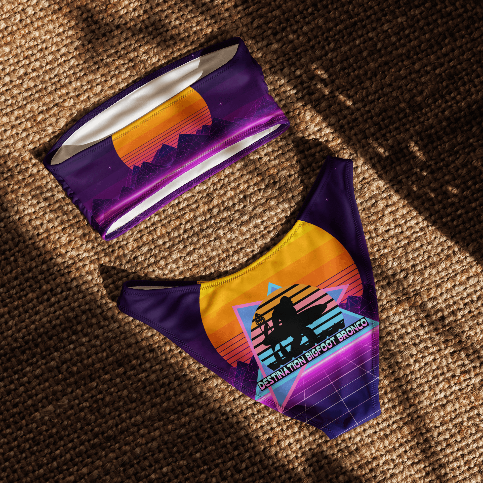 Destination Bigfoot Bronco Retro-Inspired Synthwave All-Over Print Recycled Women's Bandeau Bikini product image (4)