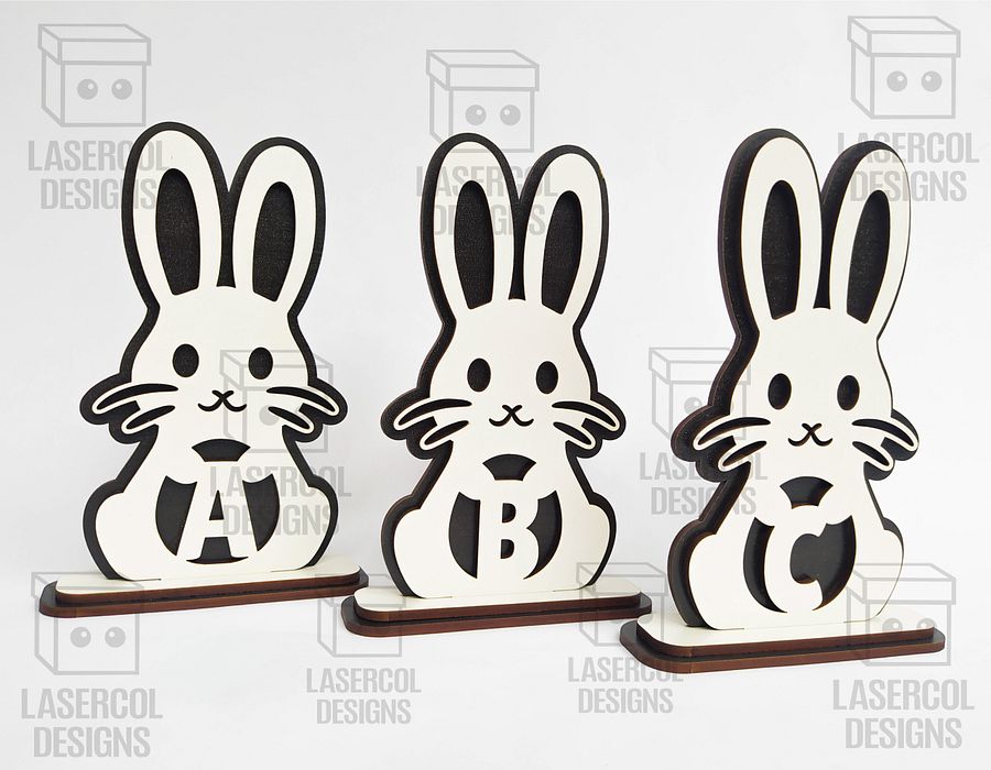 Easter Bunny Monogram Set 2 (3 Sizes) - Laser Cut Files product image (4)