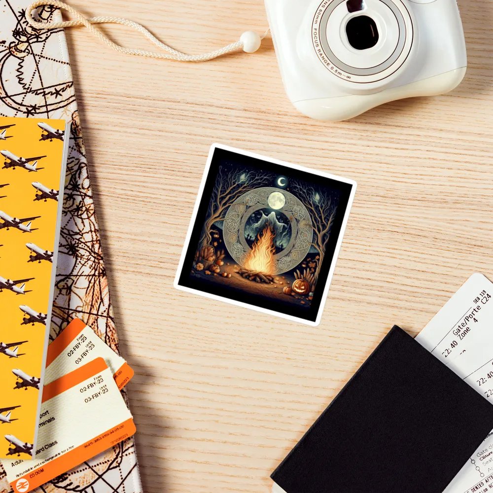 Samhain / Halloween Moon & Fire Die Cut, Slimline, Fade Proof Magnets product image (7)