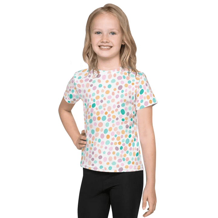 Summer Vibe Pastel Dotted Pattern All Over Print Crew Neck T-shirt For Kids product image (1)