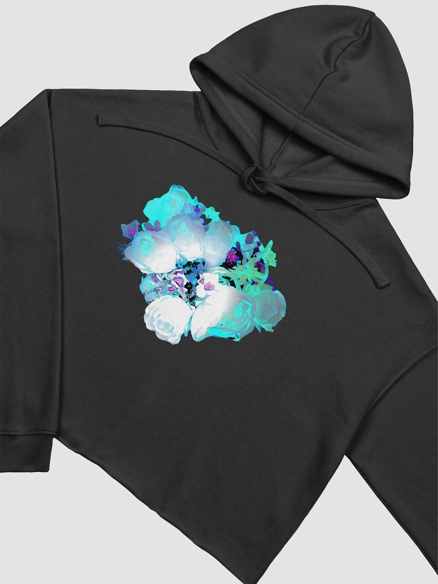 Abstract Blue Green Rose Bouquet Ladies Fleece Cropped Hoodie product image (5)