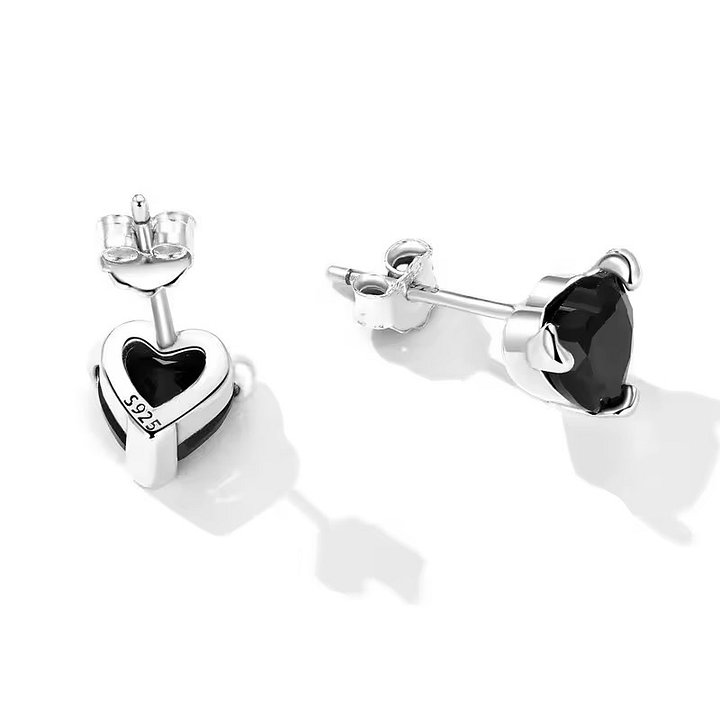 Sterling Silver Demon Heart Stud Earrings [PRE-ORDER ONLY] product image (2)