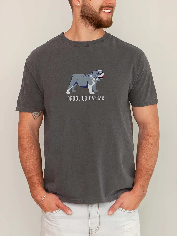 Droolius Caesar T-Shirt(Embroidered) of an English Bulldog(Blue & White) product image (2)