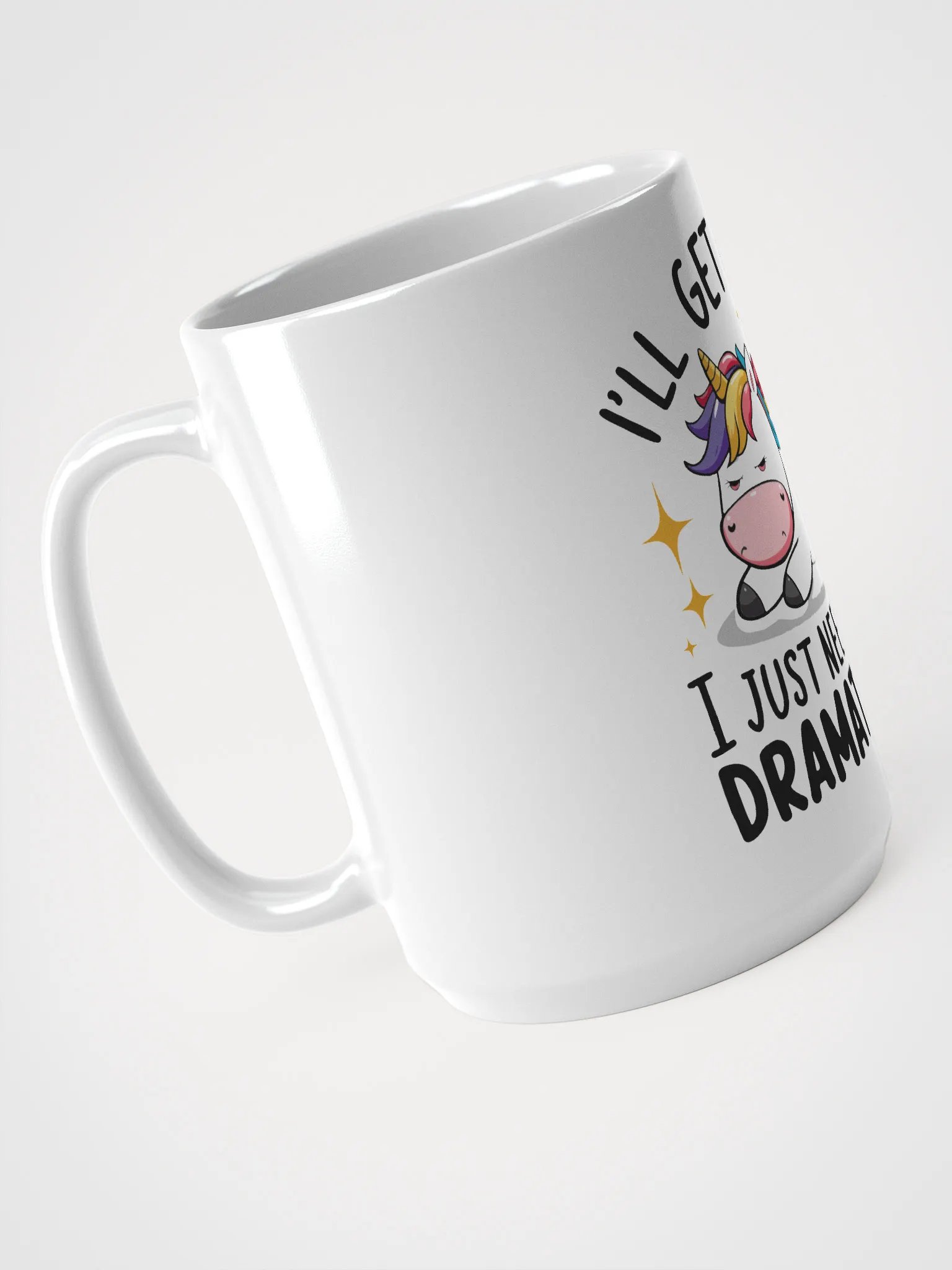 Dramatic Unicorn White Glossy Mug product image (4)