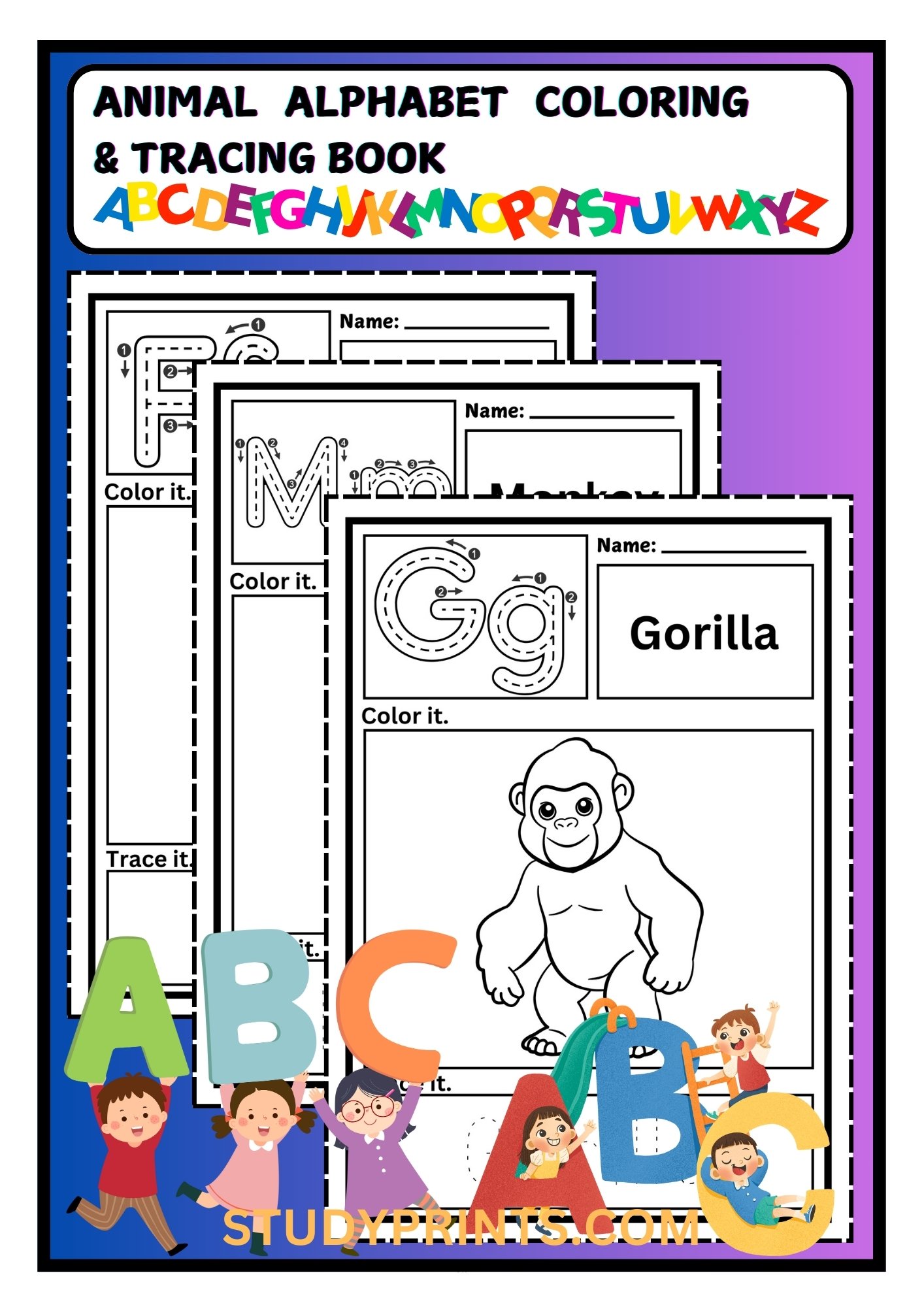 alphabet tracing worksheets for kindergarten PDF product image (1)