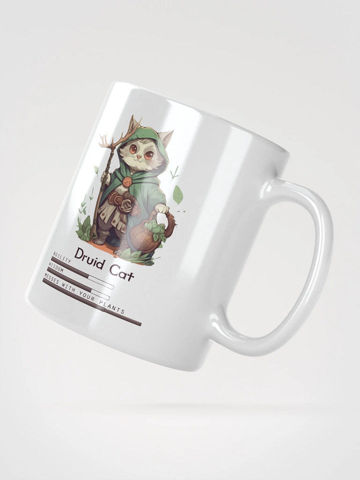 RPG Druid Cat white ceramic mug 11oz 15oz 20oz for gamers and cat lovers product image (5)