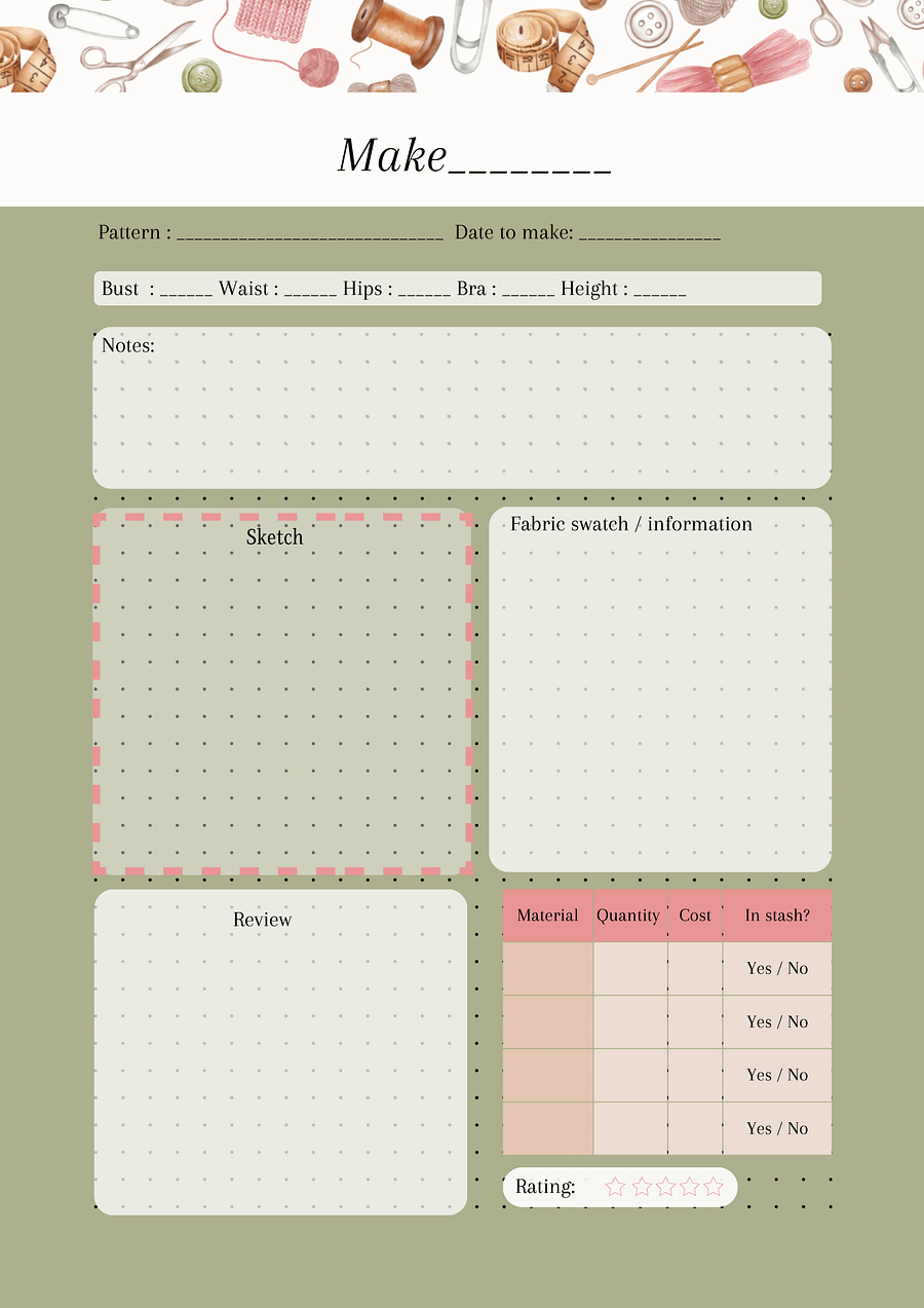 Sewing Year Planner 2025: Your Ultimate Digital Sewing Companion product image (11)