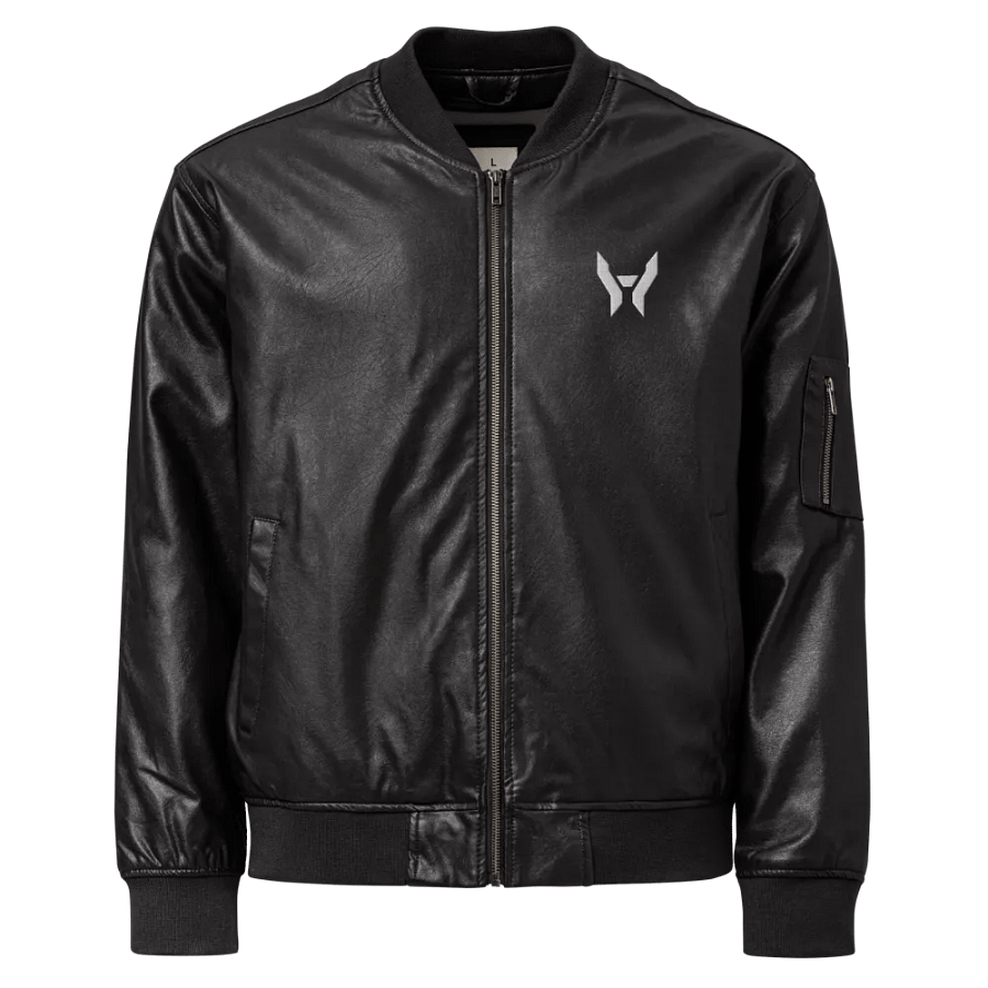faux leather emblem bomber product image (1)