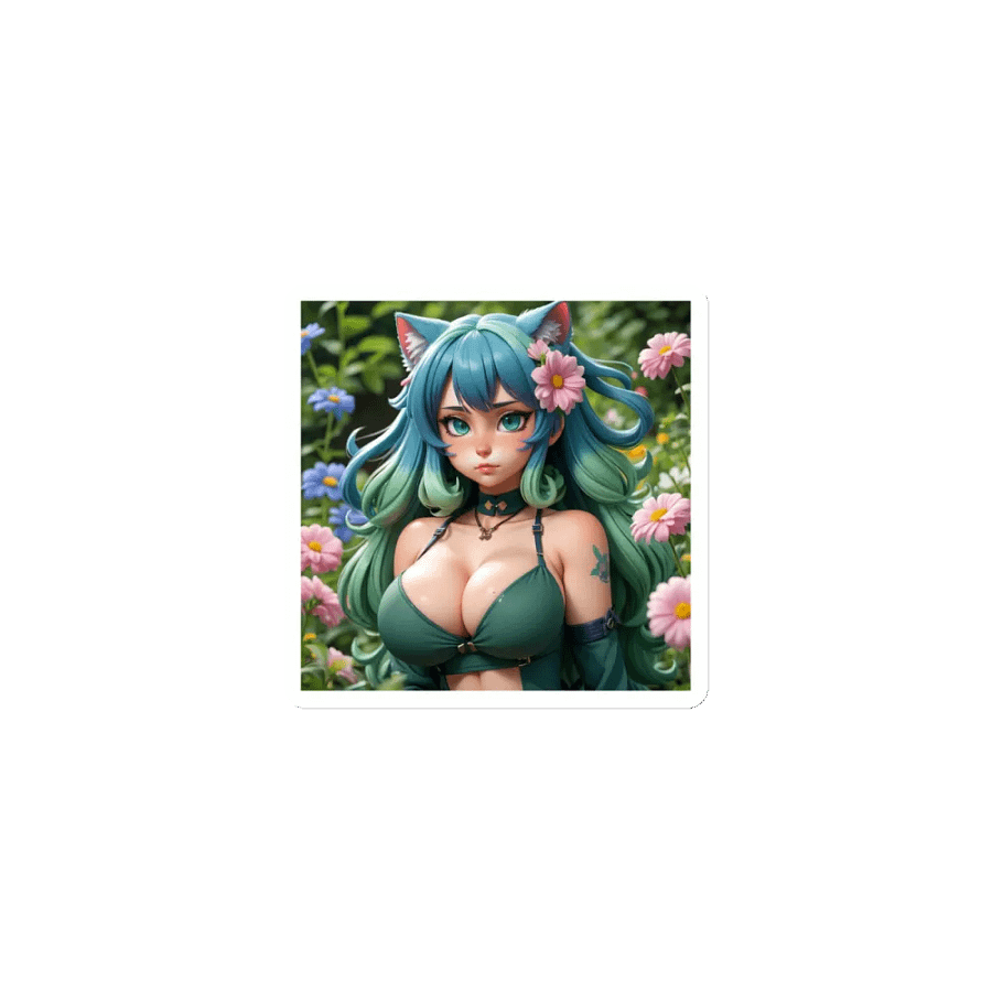 Teal-Haired Cat Girl Magnet Set product image (1)